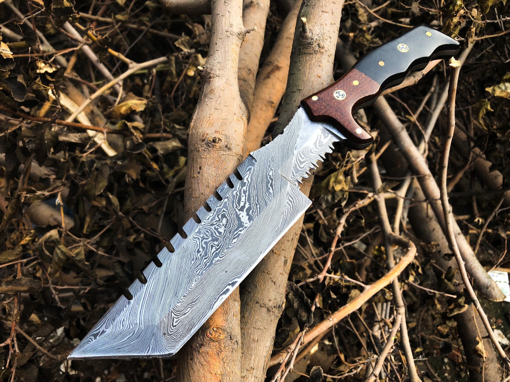 Premium Custom Damascus Steel Tanto Tactical Knife - Perfect for Survival and Outdoor Adventures | KBS Knives - Korvel