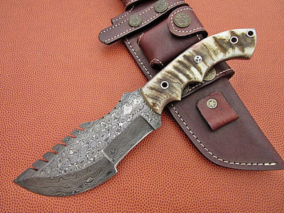 Premium Custom Damascus Steel Tom Brown Tracker Knife - Perfect for Outdoor Adventures & Tactical Use | KBS Knives - Korvel