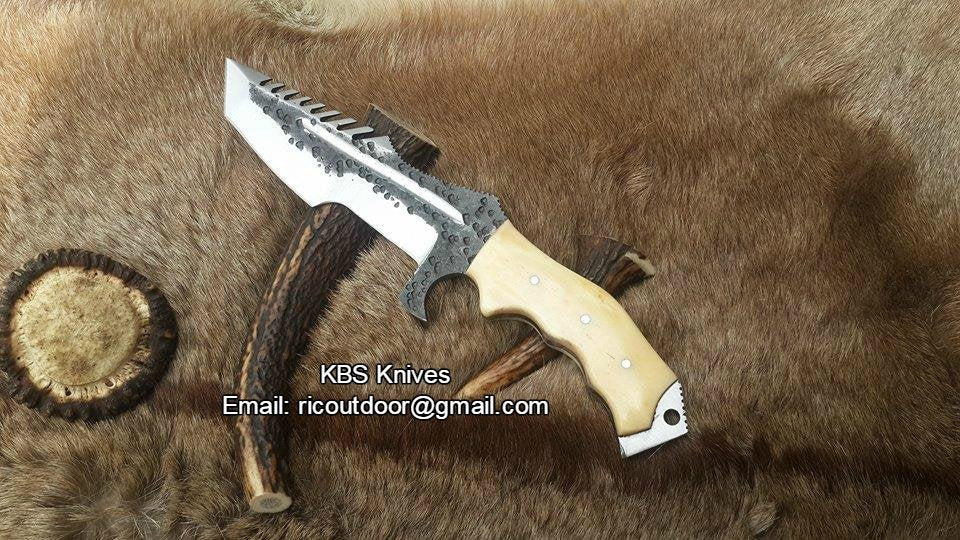 Premium Custom 1095 Steel Tanto Tracker Knife - Full Tang Bone Handle, 10.5" with Leather Sheath | Perfect for Outdoor Adventures | KBS Kniv - Korvel