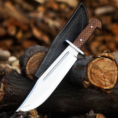 Collins & Co. Premium Bowie Knife – 15.5" D2 Steel Blade with Elegant Rosewood Handle & Leather Sheath - Korvel