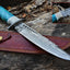 Artisan Crafted 13" Damascus Steel Bowie Knife with Camel Bone Handle & Leather Sheath - Korvel