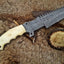 Premium Custom Damascus Tanto Tracker Knife with Camel Bone Handle & Leather Sheath – 12-Inch Full Tang Survival Tool by KBS Knives - Korvel