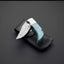 Custom Handmade Damascus Steel Pocket Knife with Turquoise Epoxy Handle | 2.5-Inch Blade | KBS Knives - Korvel