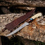 Premium 13" Damascus Fillet & Boning Knife with Camel Bone & Rosewood Handle + Leather Sheath - Korvel