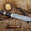 Premium Custom Bowie Knife with Damascus Steel & Buffalo Horn Handle - 13" - Korvel