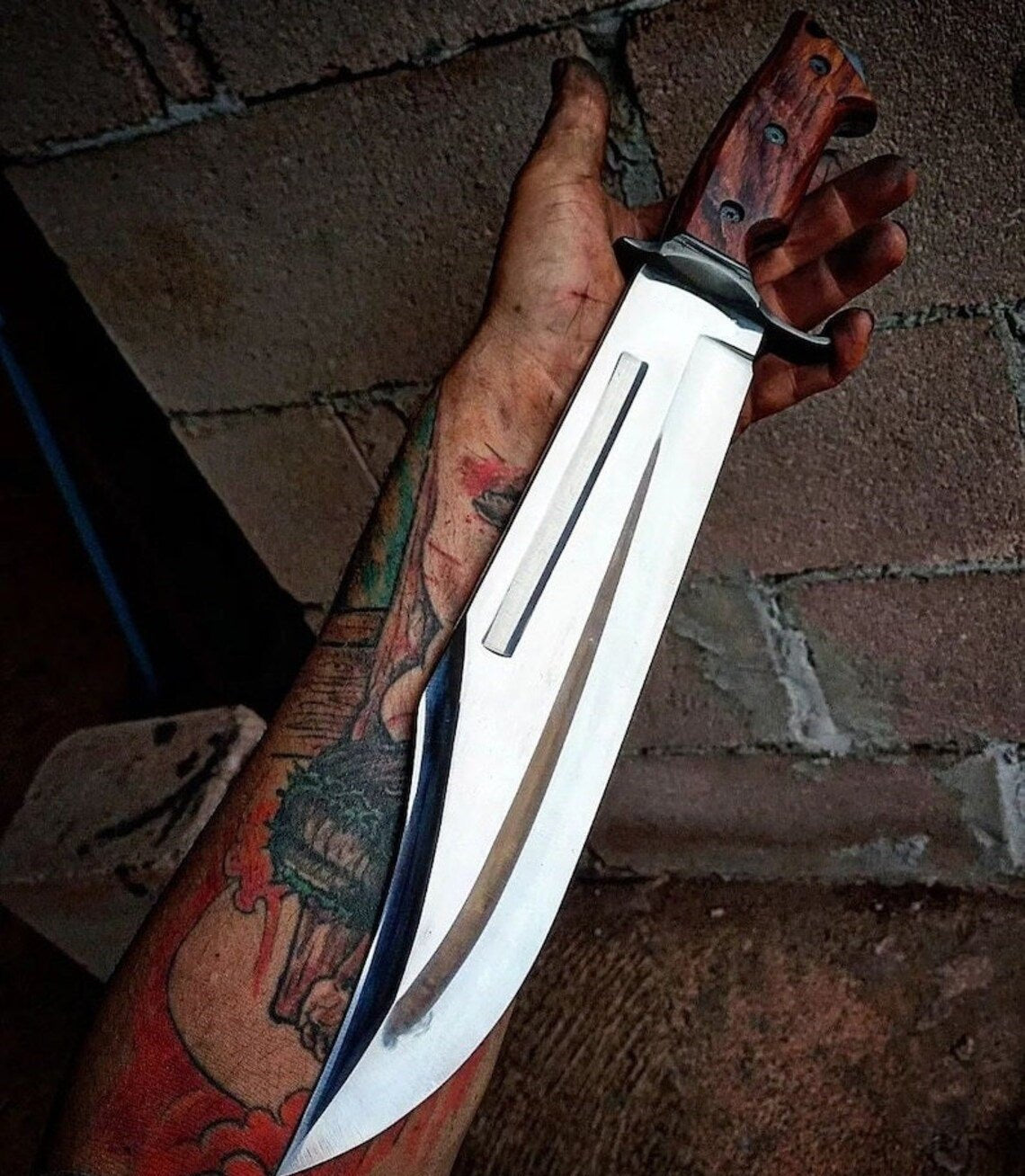 Exquisite Handmade Leatherneck Bowie Knife - 15.5" Full Tang O1 Steel Blade with Exotic Wood Handle - Korvel