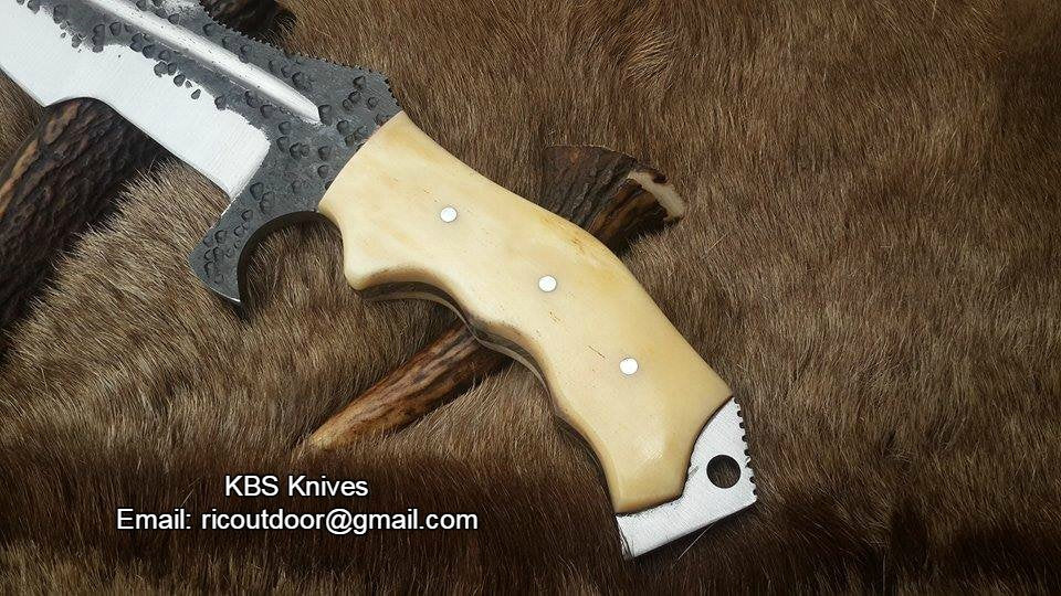 Premium Custom 1095 Steel Tanto Tracker Knife - Full Tang Bone Handle, 10.5" with Leather Sheath | Perfect for Outdoor Adventures | KBS Kniv - Korvel