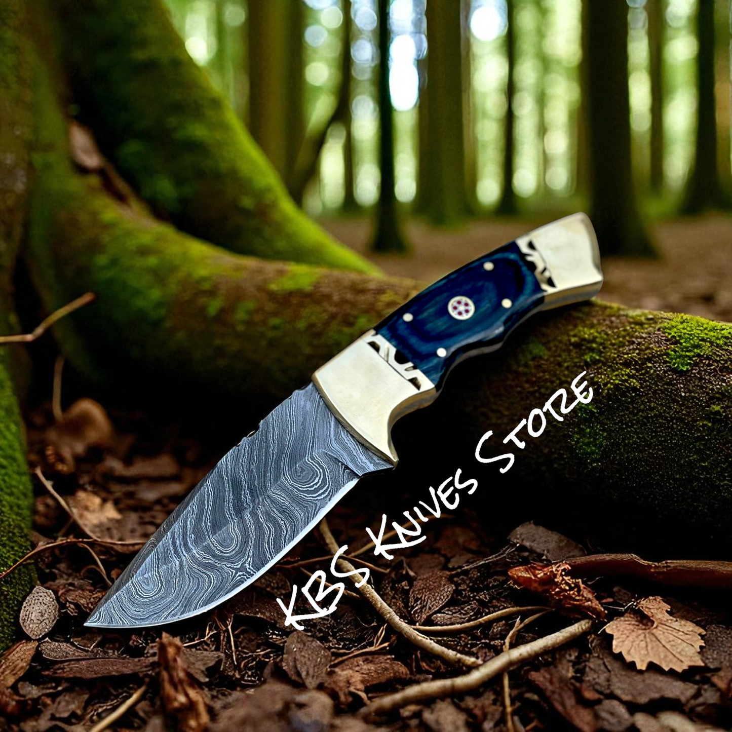 Premium Damascus Skinning Knife – 8.5" Blade with Elegant Wood Handle - Korvel