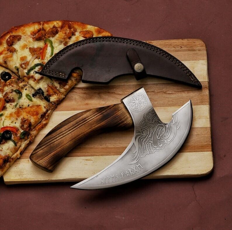 Epic Axe Pizza Cutter – Handcrafted J2 Steel Blade with Elegant Wooden Grip - Korvel