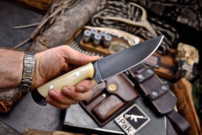 Artisan J2 Steel Skinning Knife with Camel Bone Handle – 4.5" Blade - Korvel