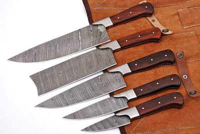 Premium Handmade Japanese Chef Knife Set – 13" Damascus Steel with Elegant Handle & Leather Sheath - Korvel