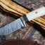 Handcrafted Damascus Steel Camping Knife with Elegant Camel Bone Handle - Korvel