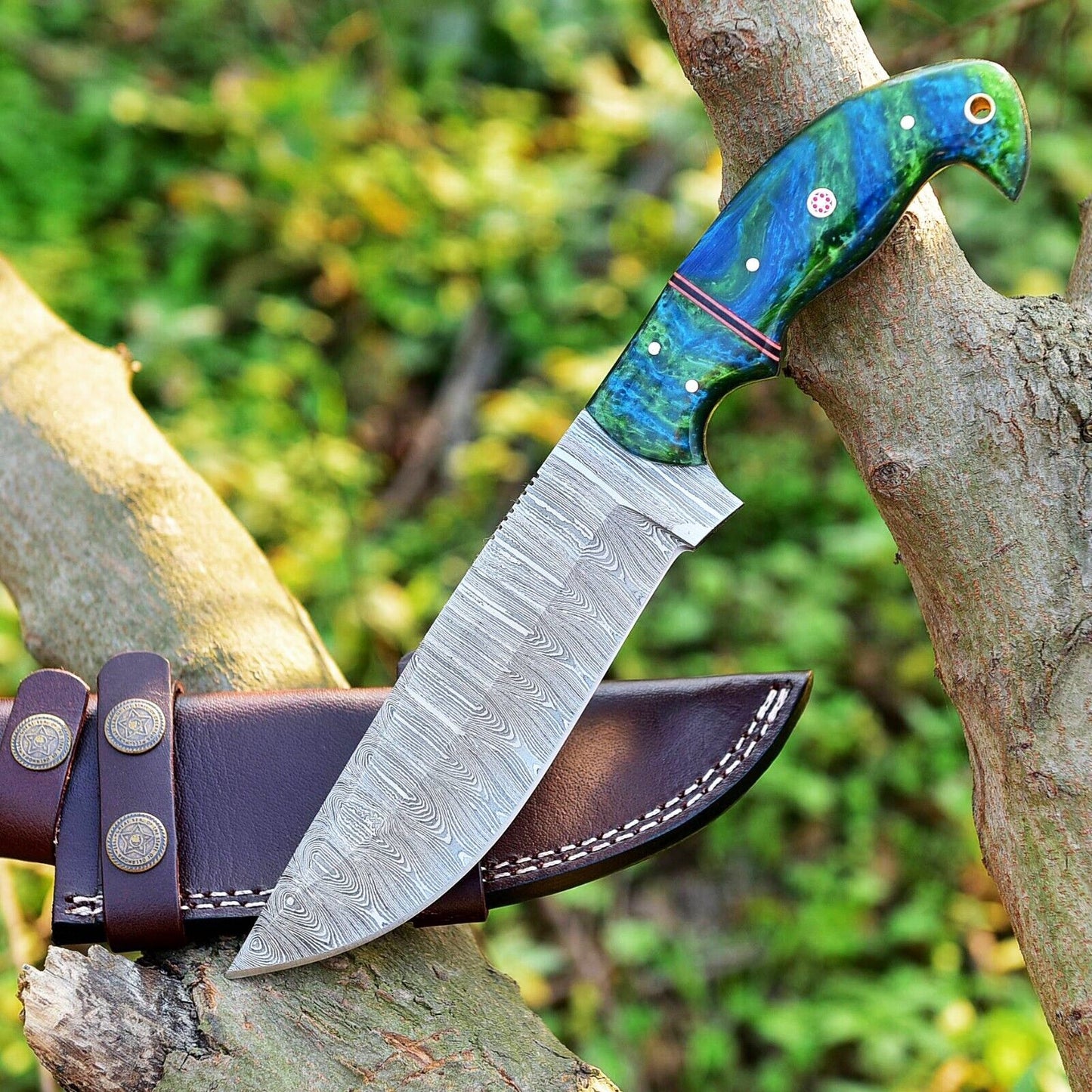 Artisan Damascus Skinning Knife – 4.5" Ergonomic Resin Handle for Ultimate Performance - Korvel