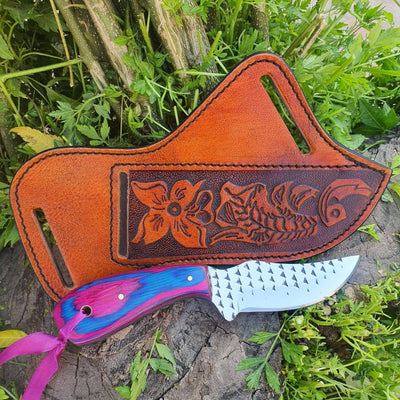Bespoke Cowboy Knives with Leather Sheaths - 8" Pakkawood Handle - Korvel