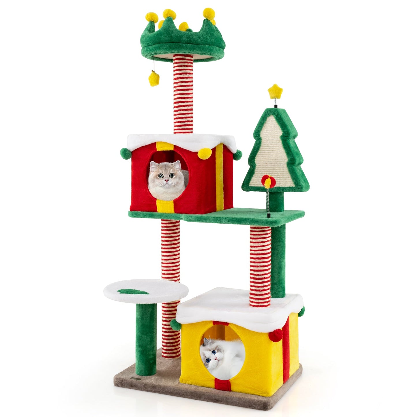 Arbre à chat de Noël mignon avec poteaux à gratter - Multicolore