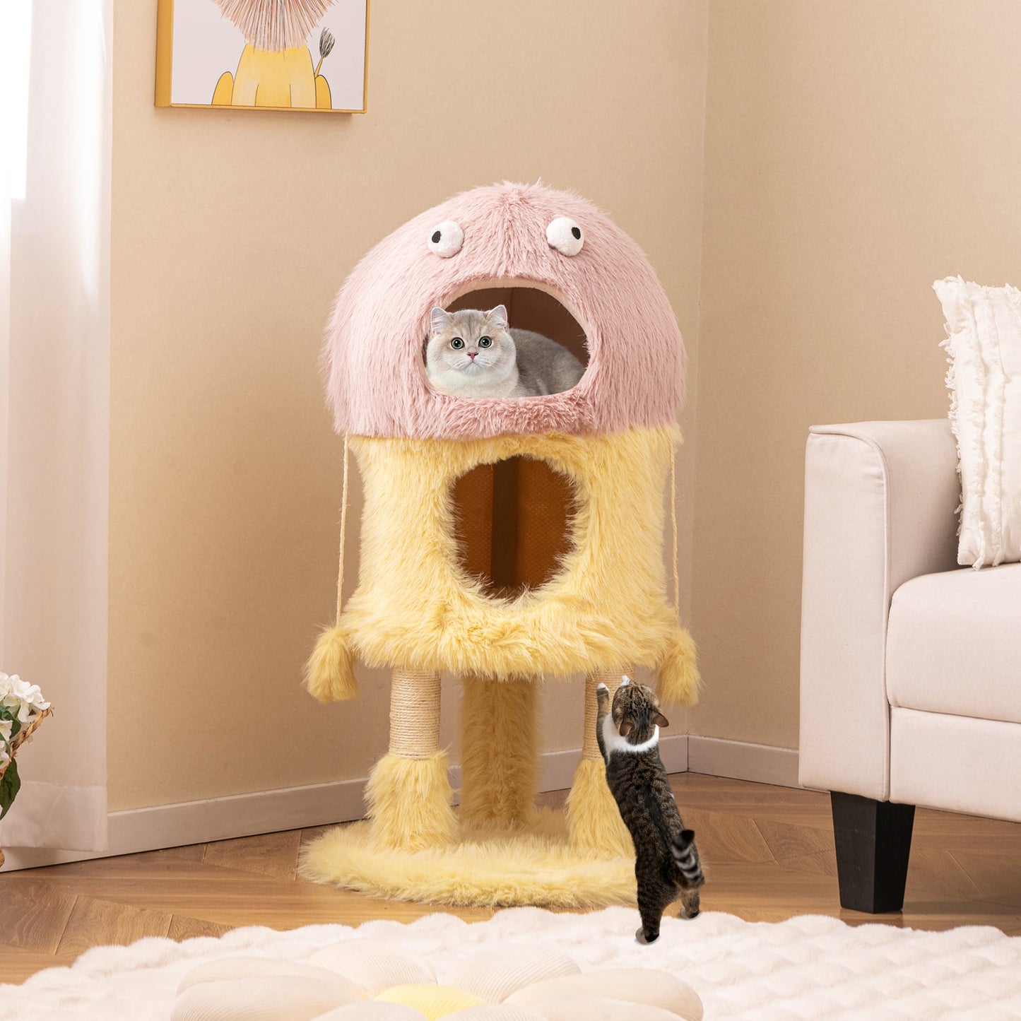 Cute Monster-Themed Cat Tower with Private Condos & Activity Center