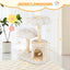 Árbol para Gatos de Madera Sólida Elegante con Ramas Naturales - Beige