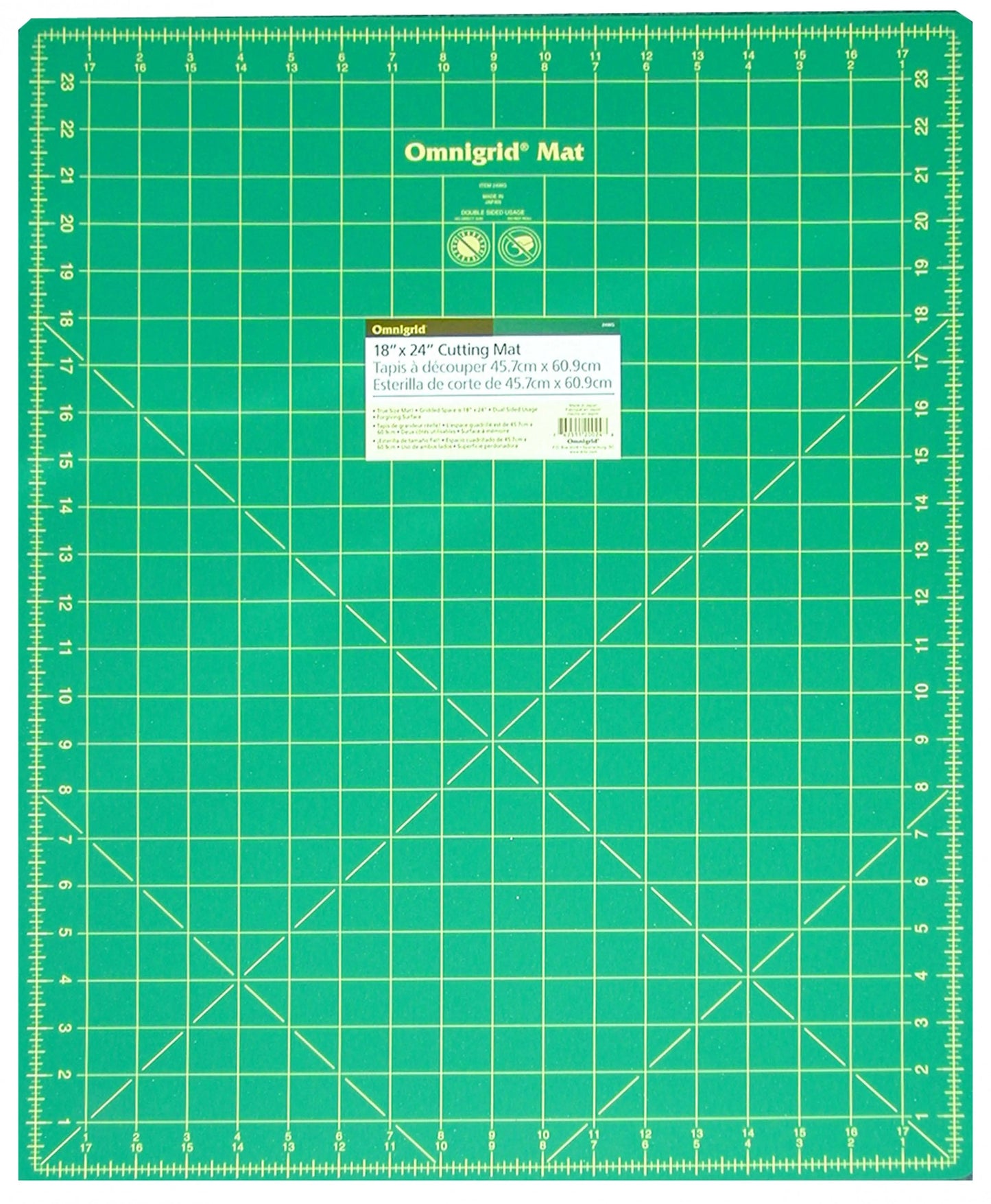 Omnigrid Cutting Mat Green with Yellow Grid 18in x 24in