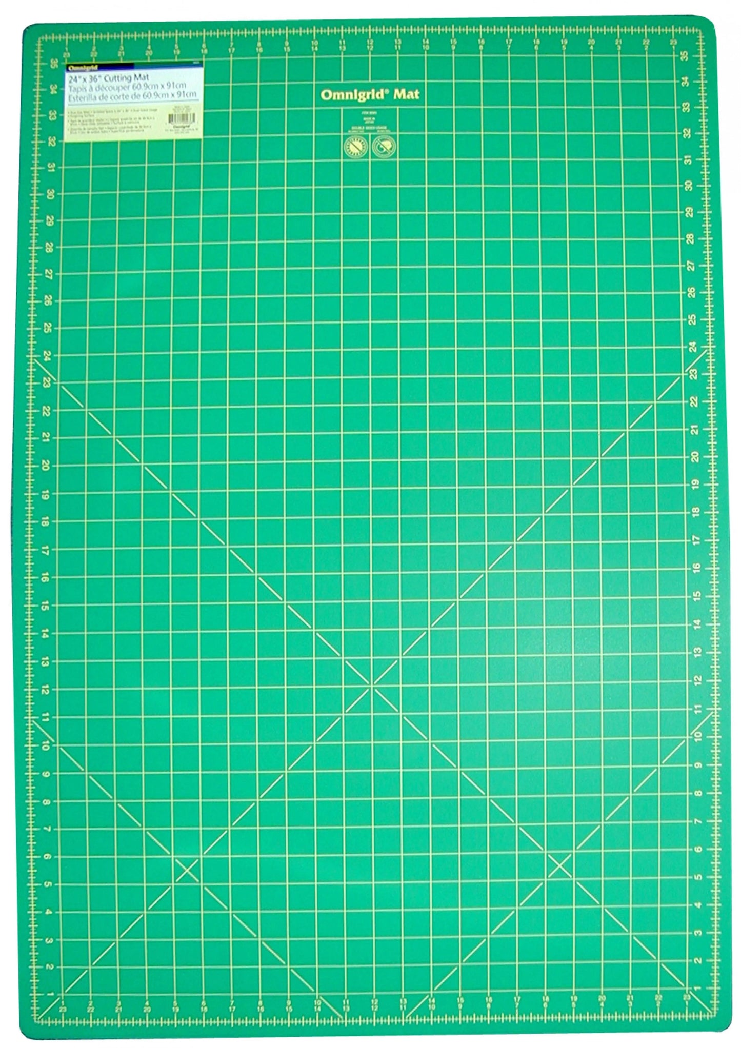 Alfombrilla de Corte Omnigrid Verde con Cuadrícula Amarilla 24in x 36in