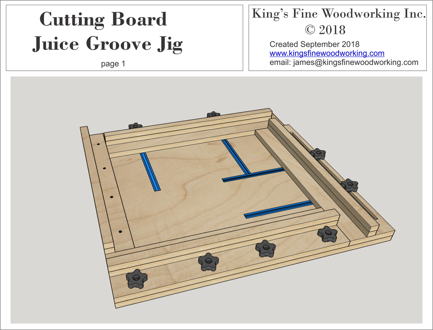 Plans 3D pour le gabarit de rainure à jus de planche à découper