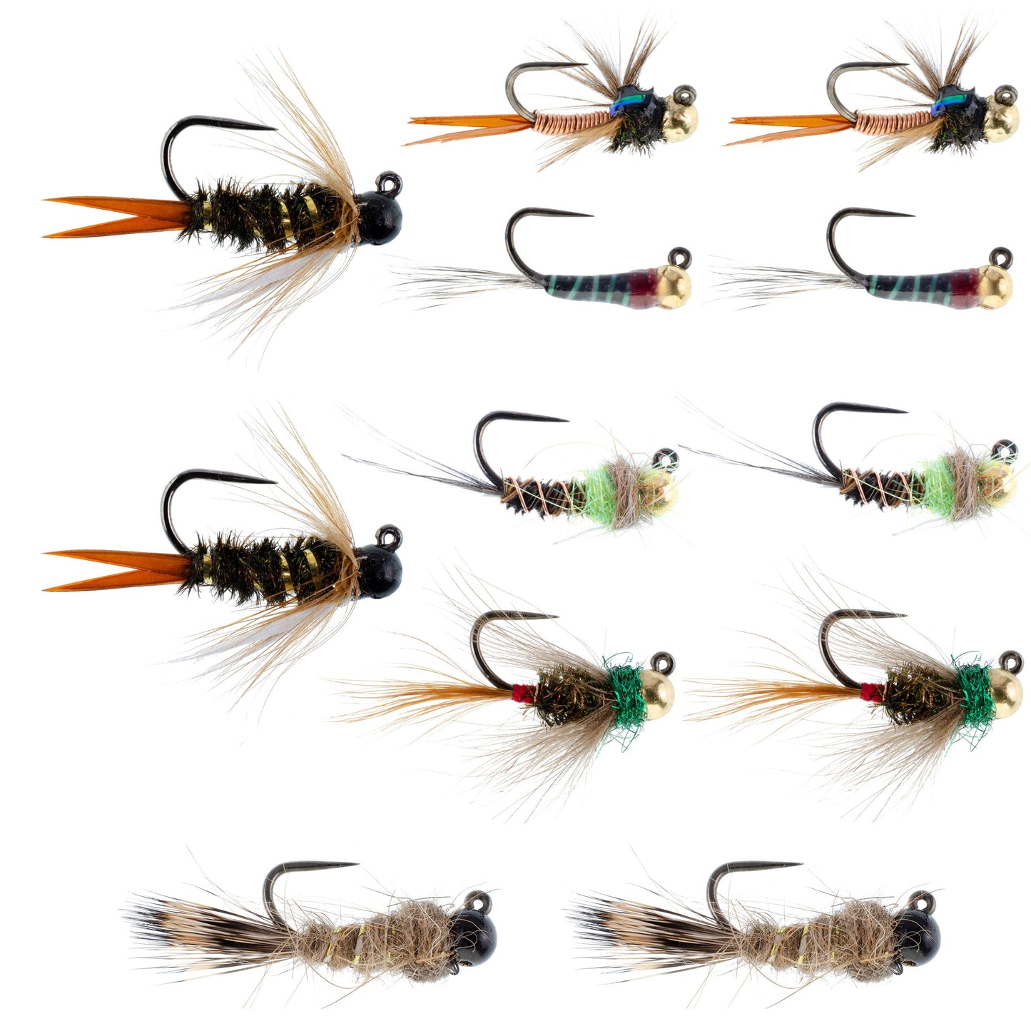 Premium Tactical Czech Nymph Fly Fishing Set - 12 Tungsten Bead Euro Nymphs - 6 Unique Patterns - Korvel