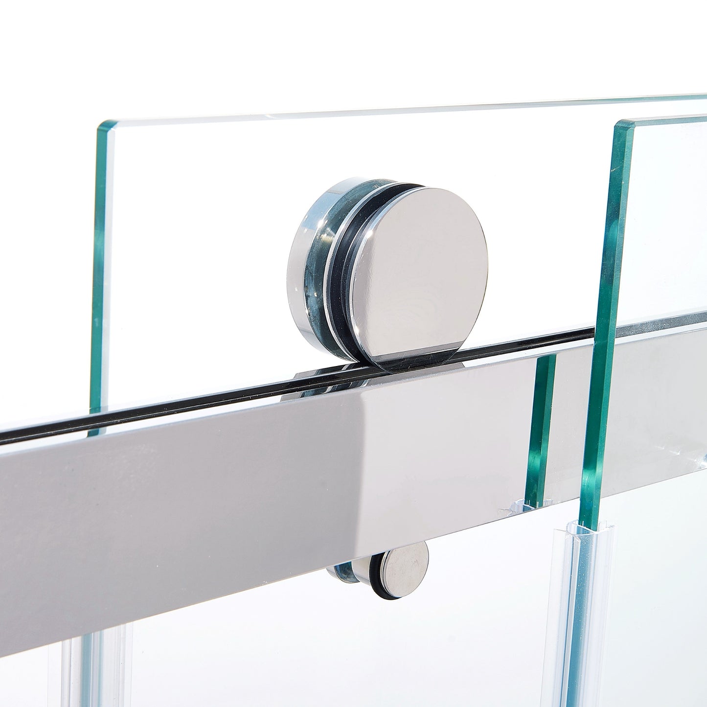 56-60 "wide x 75" high frameless double sliding shower door, 304 stainless steel chrome plated, 8mm thick SGCC tempered transpar - Korvel
