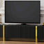 Luxury Fluted TV Stand for TVs Up to 80'', Modern Entertainment Center with Storage Cabinets & Drawers Black - Korvel