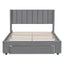 Full Size Storage Bed Velvet Upholstered Platform Bed with a Big Drawer - Gray - Korvel