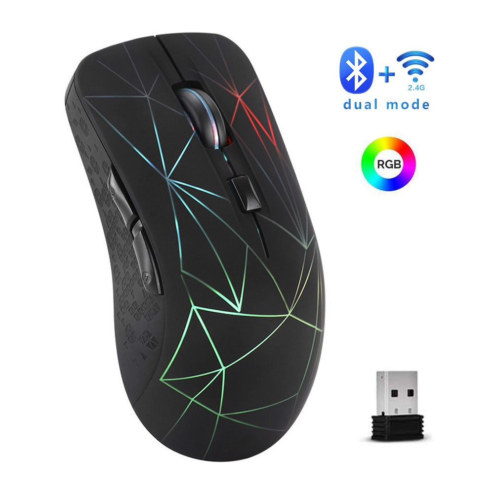 Dual mode wireless mouse silent office colorful illuminated charging Bluetooth mouse for laptops - Korvel