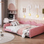 Lit de jour rembourré de taille normale en rose avec dossier en forme de nuage