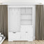 Multi-functional Hall Tree with Storage Shelves Drawers Cabinet Elegant Hallway Shoe Cabinet with Bench Modern Coat Rack White - Korvel