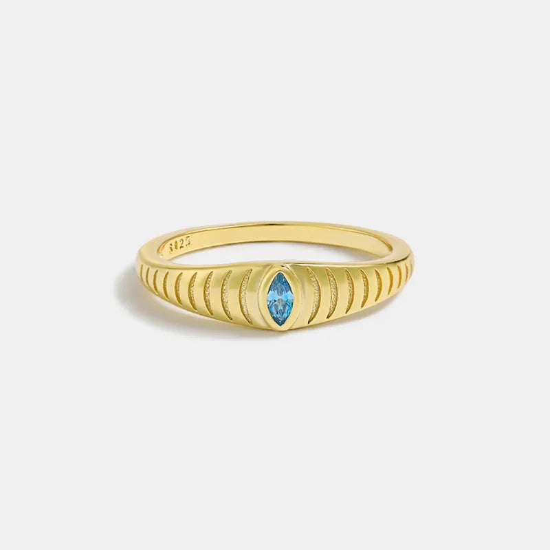 925 Sterling Silver Inlaid Zircon Ring - Korvel