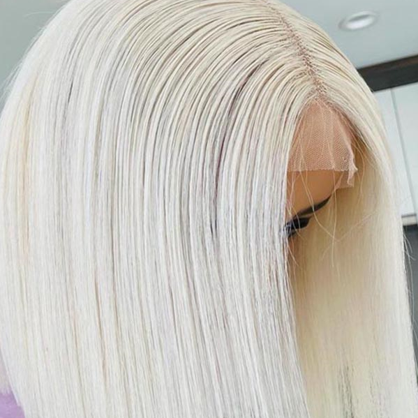 Women's Chemical Fiber Front Lace Wig Straight Hair Short Hair Headset Natural Hairline Wig - Korvel