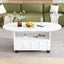 ON-TRANS flexible cream style coffee table with 2 brake wheels, drawers, large storage space, white, 39.37 '' x 23.6 '' - Korvel