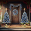 Set of 4 Premium Artificial Christmas Trees with LED Lights
