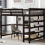 Full Size Loft Bed with Storage Shelves and Under-bed Desk  Espresso - Korvel