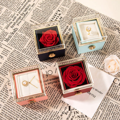 360° Flip Rose Gift Box Necklace Ring Gift Box for Women