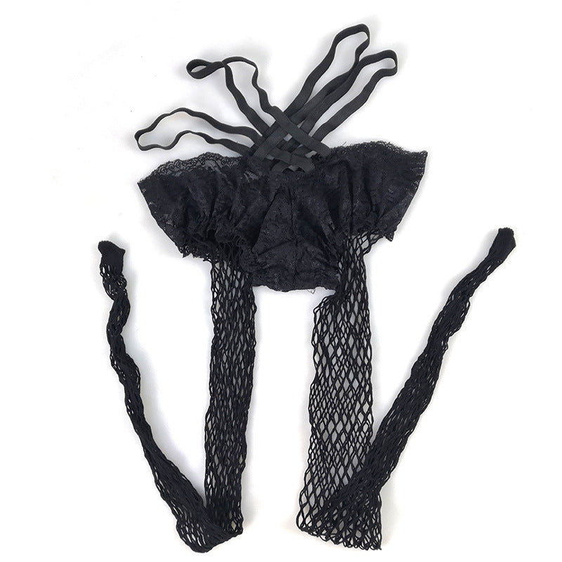 Sexy mid size mesh panties mesh socks V-waist lace sexy fishing net hollow mesh socks - Korvel