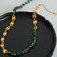 Collier en Chaîne de Perles d'Agate Élégant en Acier Titane Plaqué Or