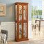 Elegant Walnut Lighting Curio Cabinet with Adjustable Shelves