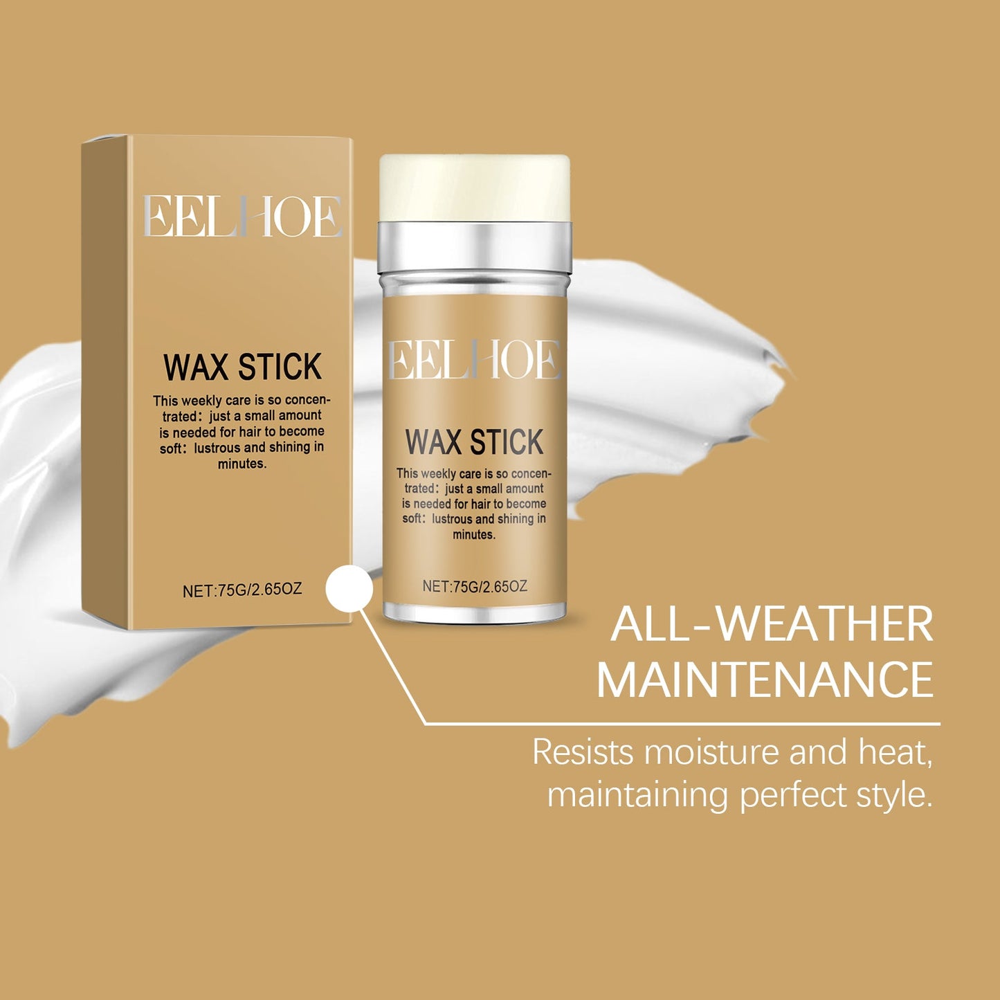 Hair Wax Wand, Hair Styling, Anti-Frizz, Hair Care Natural Shine Solid Styling Portable Hair Wax - Korvel