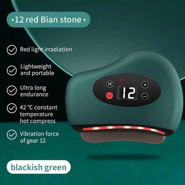 Electric Guasha Massager Hot Compress Eye Massager Stone Heating Vibration Scraping Neck Face Skin Lifting Removal Wrinkle Tool - Korvel