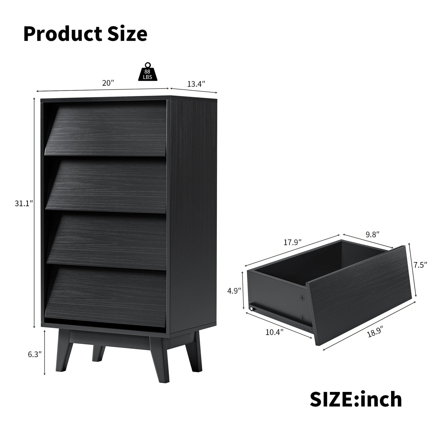 4 Drawer Double Dresser Features Vintage-style and Bevel Design - Korvel