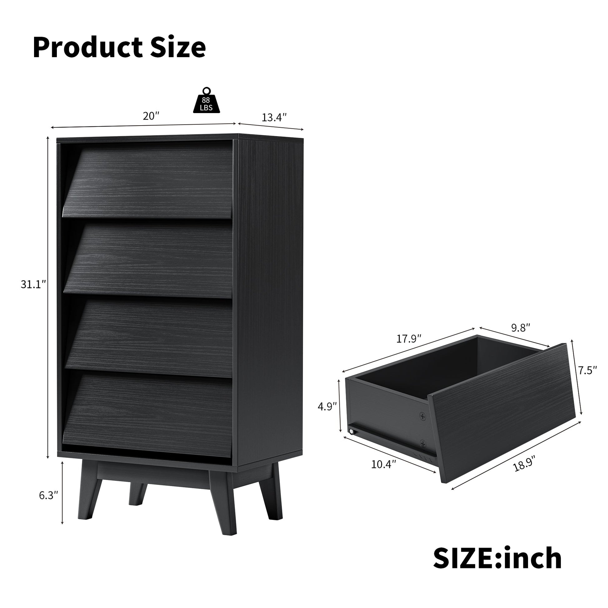 4 Drawer Double Dresser Features Vintage-style and Bevel Design - Korvel