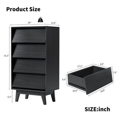 4 Drawer Double Dresser Features Vintage-style and Bevel Design - Korvel