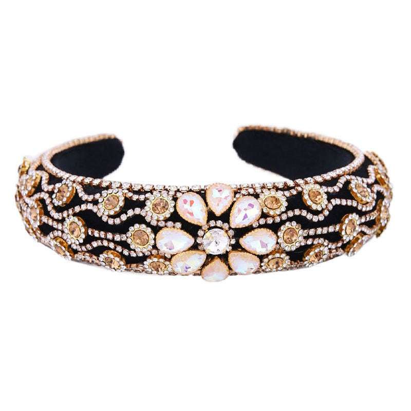 Elegant Colored Glass Diamond Flower Hoop Earrings