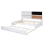 Full Size Daybed with Storage Shelves, Blackboard, Cork board, USB Ports and Twin Size Trundle  White - Korvel