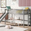 Cama baja tipo loft tamaño twin con escalera y tobogán - Gris