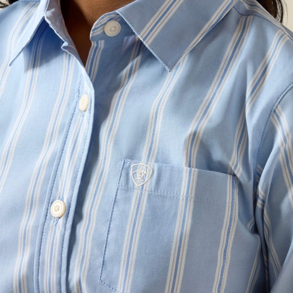Ariat Girls' Blue Stripe Kirby Button-Up Shirt - Korvel