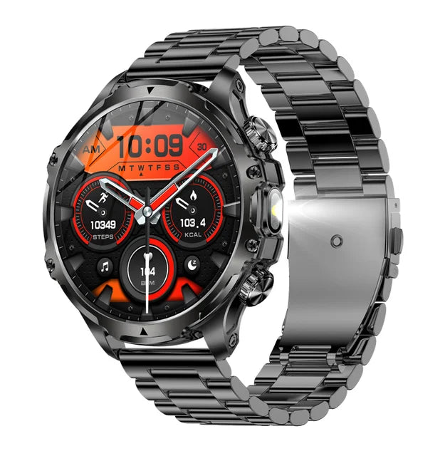 AK75 Smart Watch Flashlight  Men Outdoors Sports Fitness Tracker 700mah Large Battery BT Calling LED Light Smartwatch - Korvel